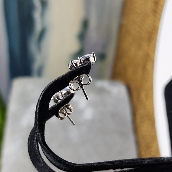 White Gold Filled Small Cubic Zirconia Post Earrings - Picture 8 of 10